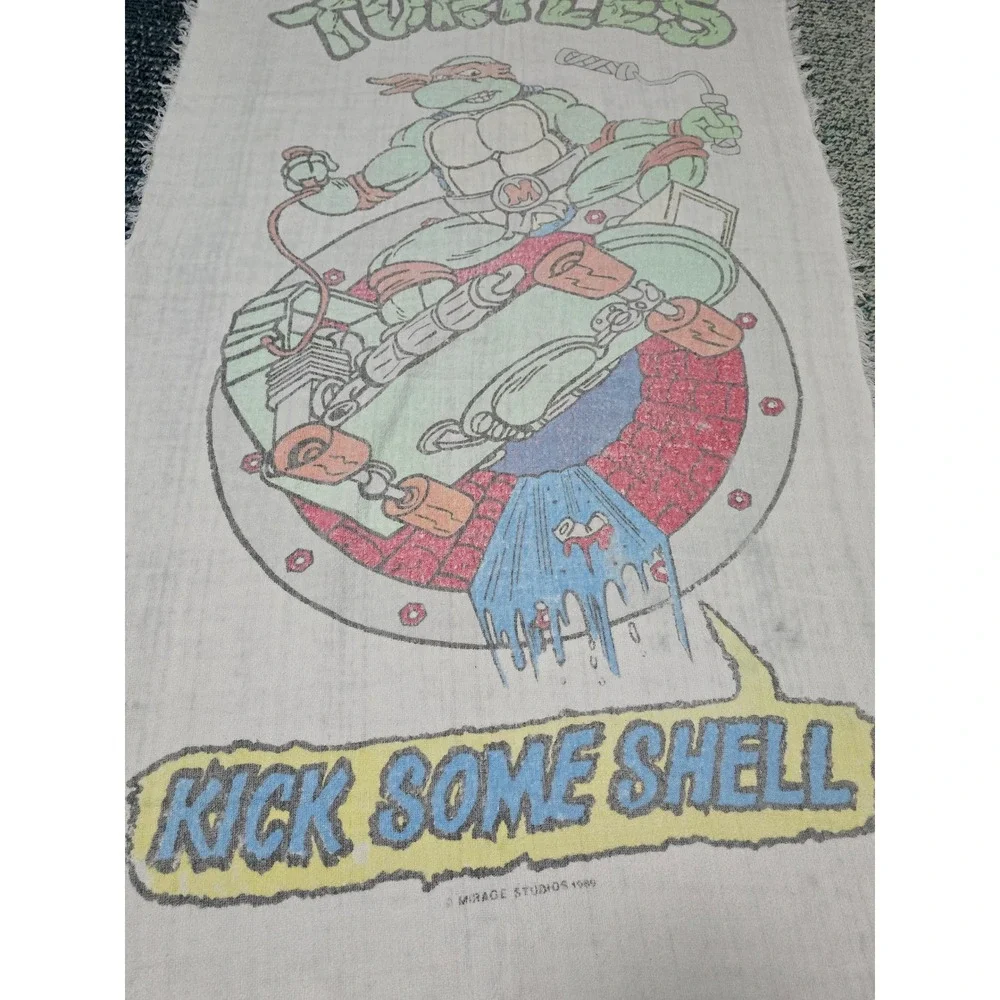 Mirage Studios TMNT Beach Towel Unisex OS‎ White 1989 Kick Some Shell Retro (A)